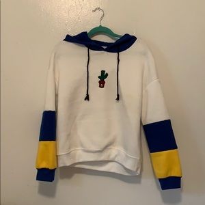 Blue and yellow Zaful cactus sweatshirt